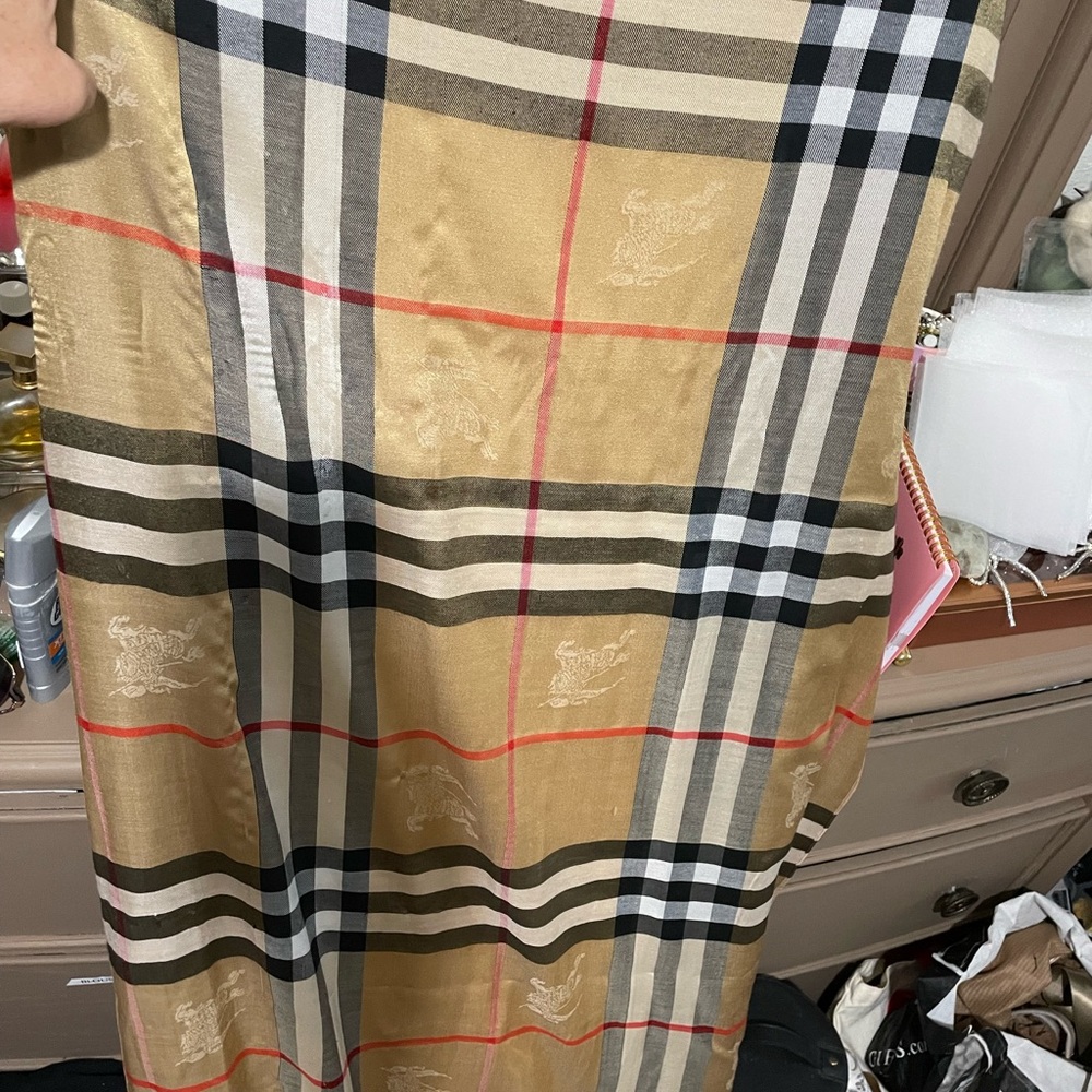 Burberry Tan and Black Midi Pencil Skirt